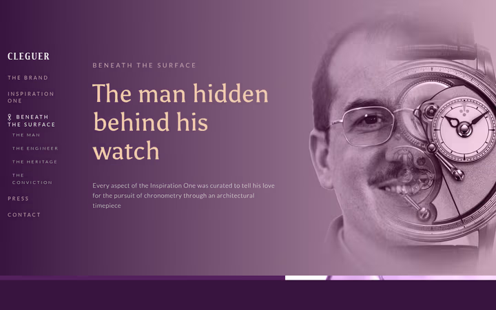 Page « Beneath The Surface » — portrait du fondateur de Cleguer Horology