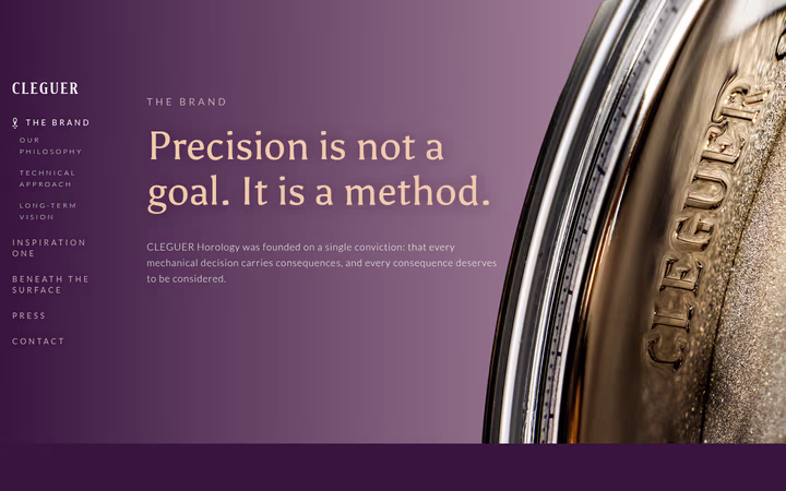 Page « The Brand » de Cleguer Horology — philosophie et savoir-faire de la maison