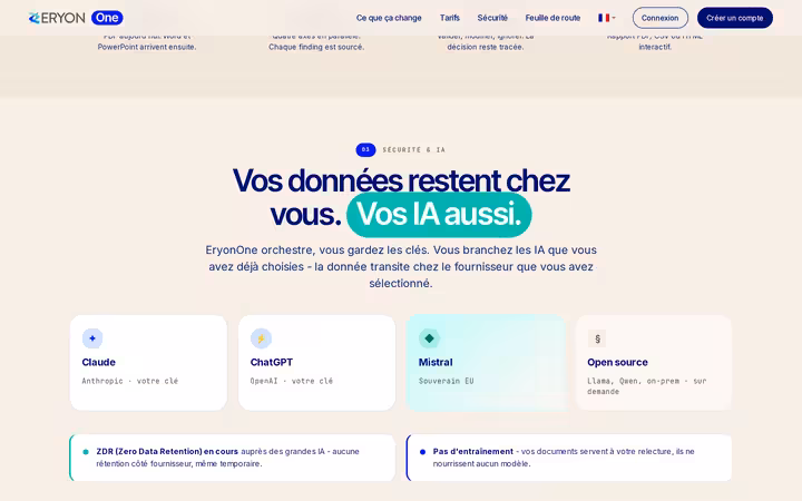 EryonOne - vos données restent chez vous, vos clés d'IA aussi